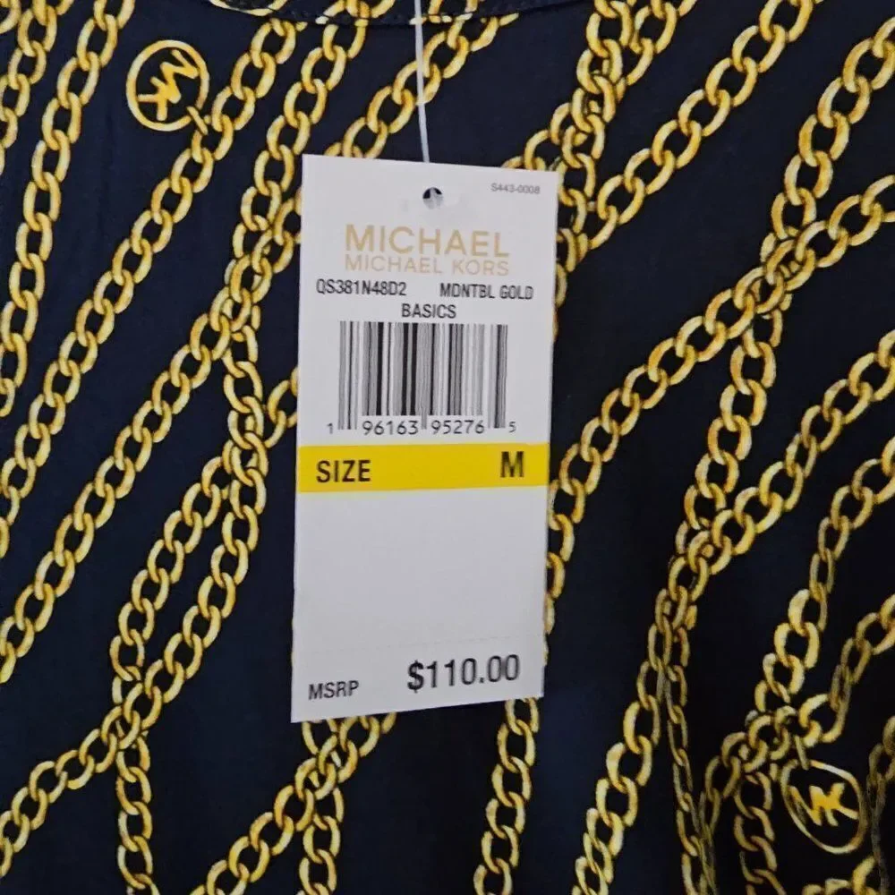 Michael Michael Kors Womens Graphic Chain Print Blouson Tee Dress Size Medium